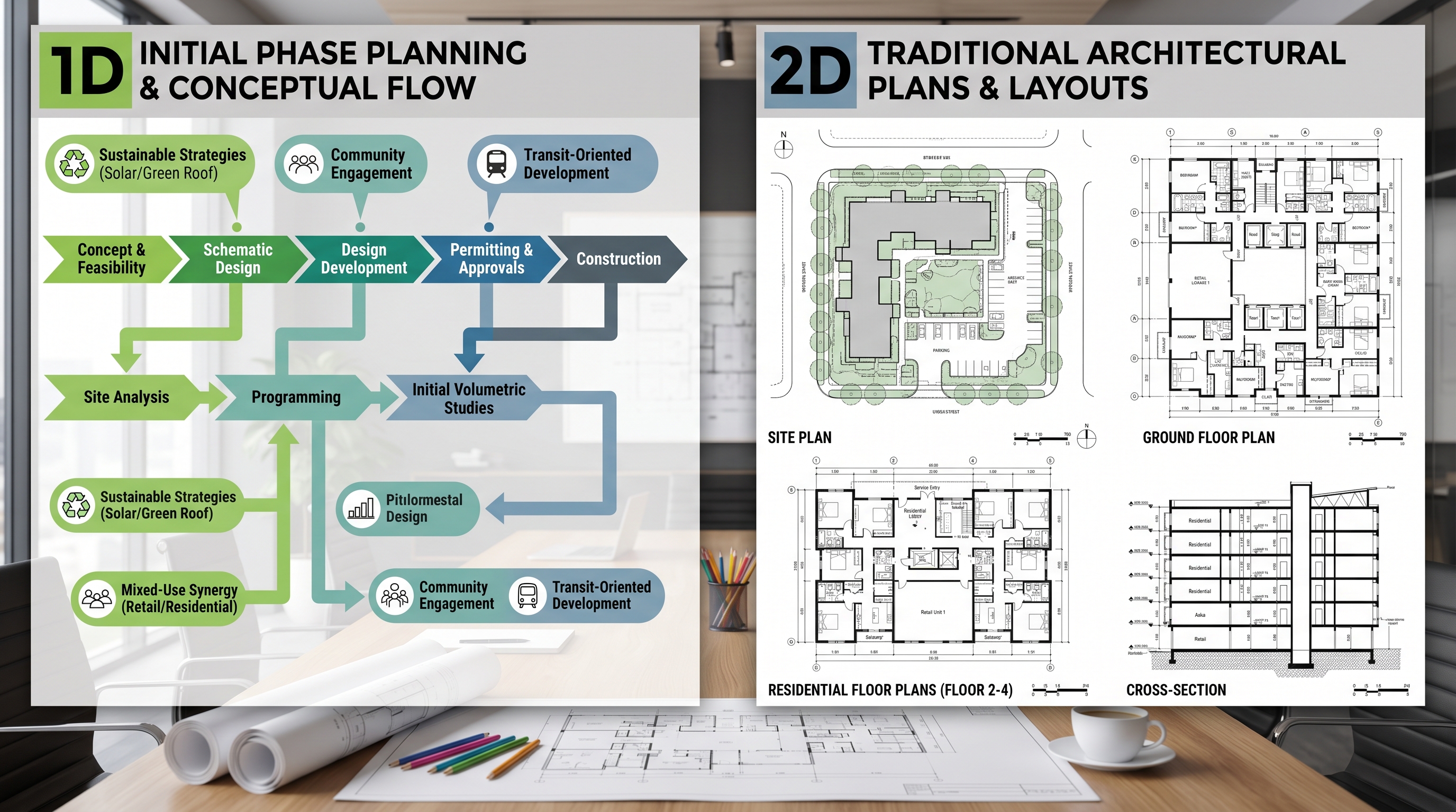 BIM 1D y 2D — conceptualización y planos